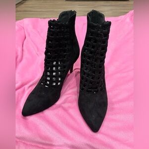 Impo Black Woven Heeled Boots, Size 9M
